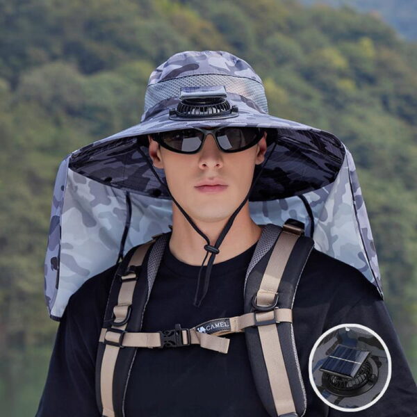 Solar Fan Hat - Camouflage Neck Flap - Image 2