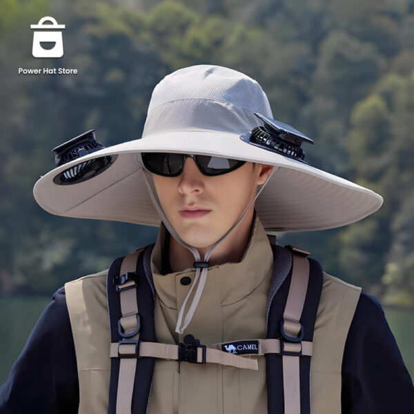 Dual Solar Fan Hat - Wide Brim - Image 3