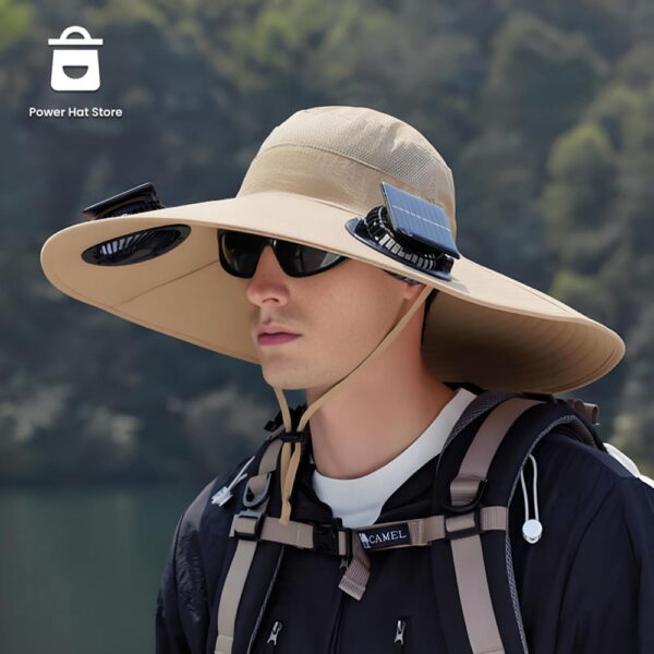 Dual Solar Fan Hat - Wide Brim - Image 4