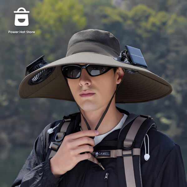 Dual Solar Fan Hat - Wide Brim - Image 2