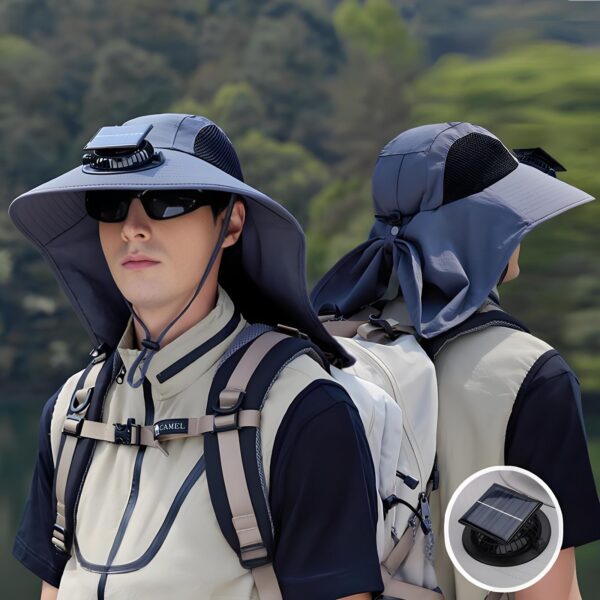 Solar Fan Hat - Neck Flap - Image 2
