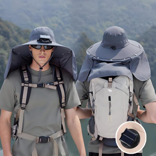 Solar Fan Hat with - Detachable Neck Flap - Image 2