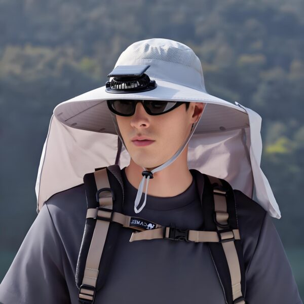 Solar Fan Hat with - Detachable Neck Flap - Image 4
