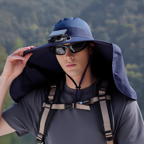 Solar Fan Hat with - Detachable Neck Flap - Image 3